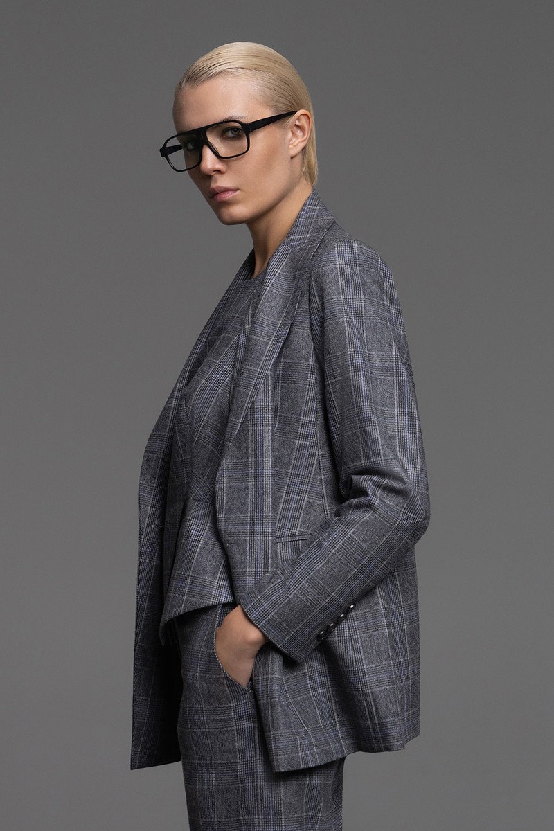 Жакет в клетку VASSA&Co, пол женский, цвет серый