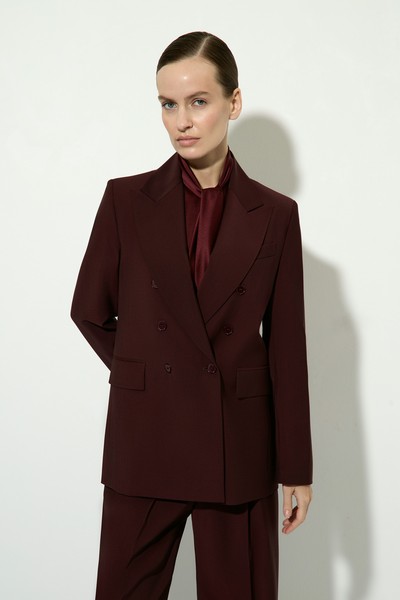Жакет двубортный VASSA&Co, пол женский, цвет бордовый