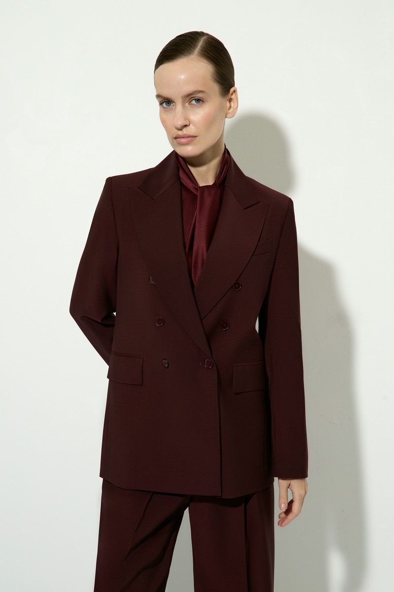 Жакет двубортный VASSA&Co, пол женский, цвет бордовый