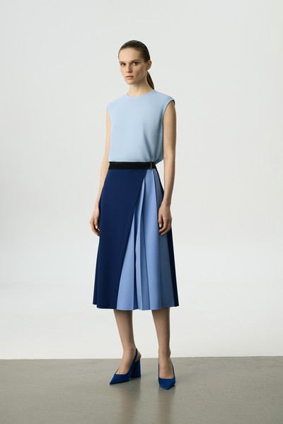 Юбка со складками , пол женский, цвет синий