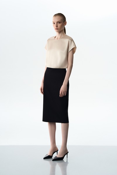 Юбка-карандаш черная VASSA&Co, пол женский, цвет черный