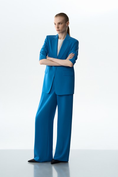 Брюки широкие VASSA&Co, пол женский, цвет синий