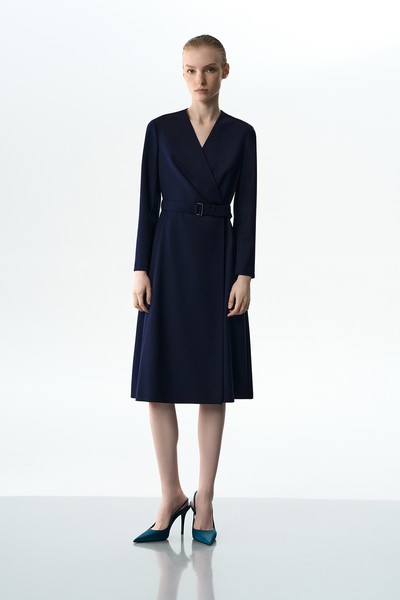 Платье с поясом VASSA&Co, пол female, цвет синий