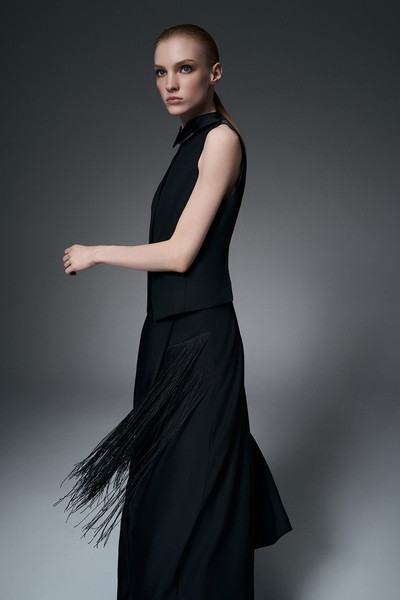 Юбка-миди с бахромой VASSA&Co, пол женский, цвет черный