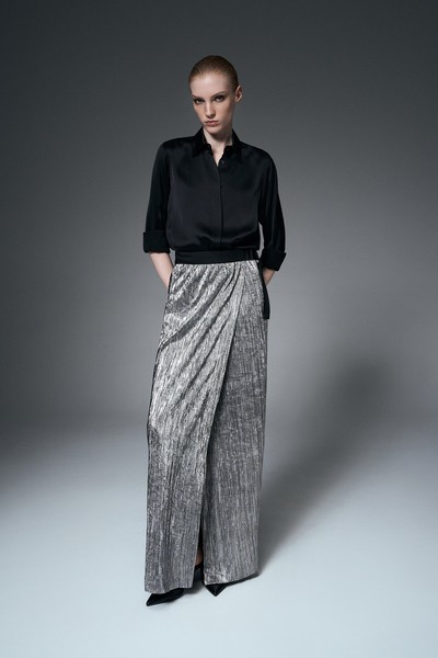 Юбка-макси из металлизированной ткани VASSA&Co, пол женский, цвет серый