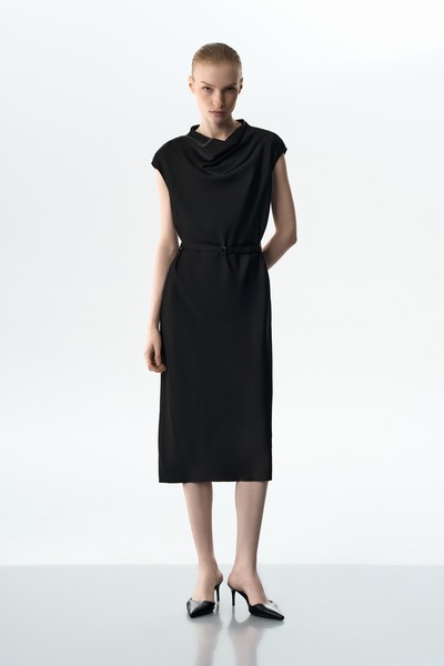 Платье атласное черное VASSA&Co, пол female, цвет black