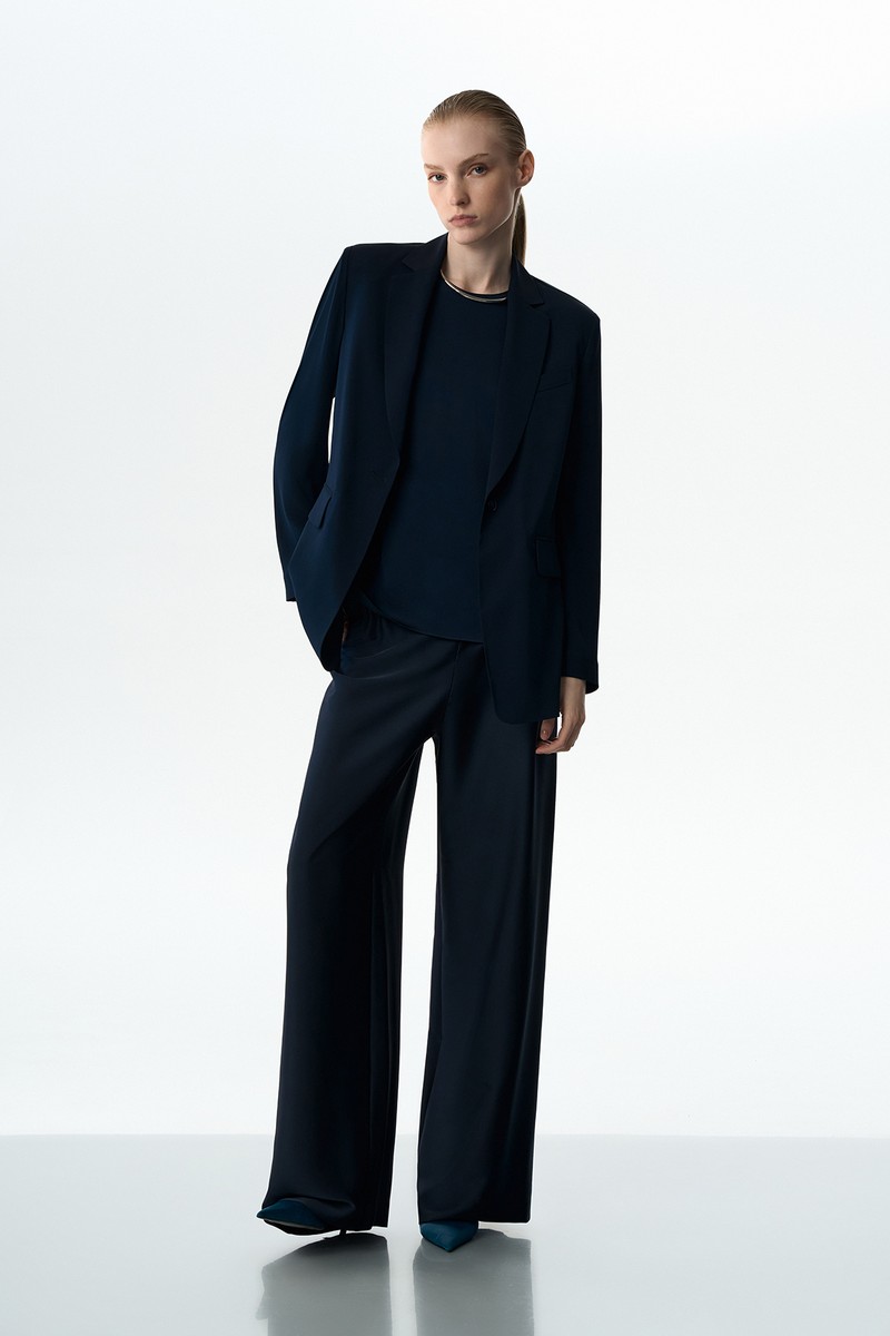 Брюки в пижамном стиле VASSA&Co, пол female, цвет синий