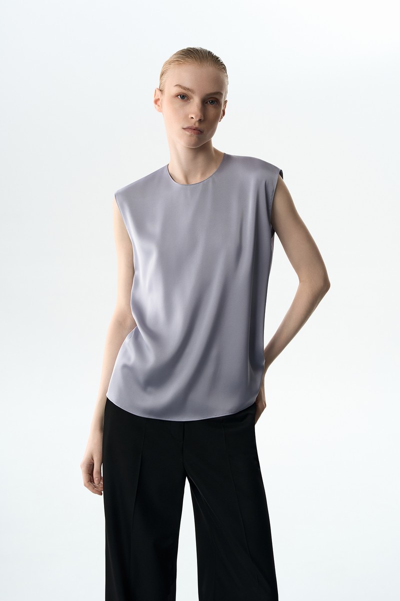 Блузка без рукавов VASSA&Co, пол female, цвет голубой