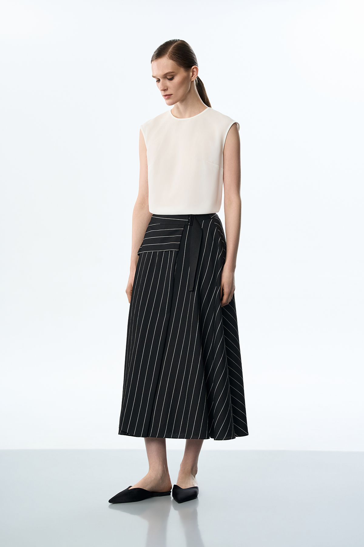Юбка в полоску VASSA&Co, пол женский, цвет черный