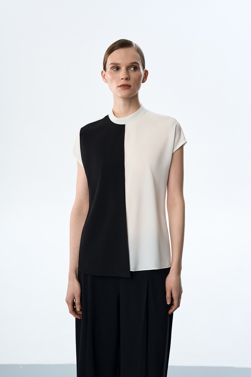 Блузка с эффектом многослойности VASSA&Co, пол женский, цвет белый