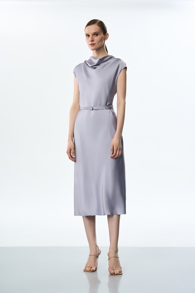 Платье атласное голубое VASSA&Co, пол женский, цвет голубой