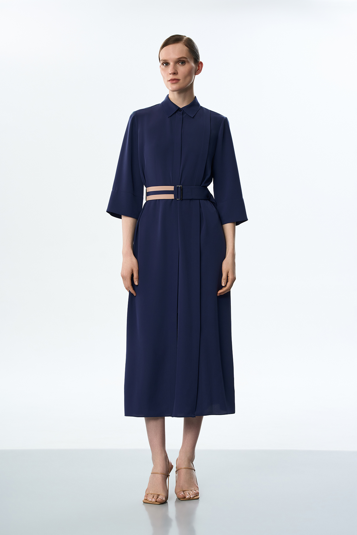 Платье-миди синие VASSA&Co, пол female, цвет синий