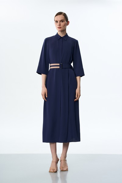 Платье-миди синие VASSA&Co, пол female, цвет синий