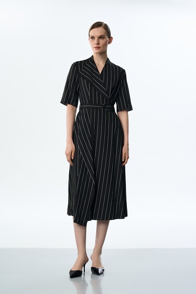 Платье в полоску VASSA&Co, пол женский, цвет черный