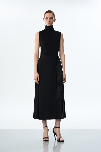 Юбка-миди с бахромой VASSA&Co, пол женский, цвет черный