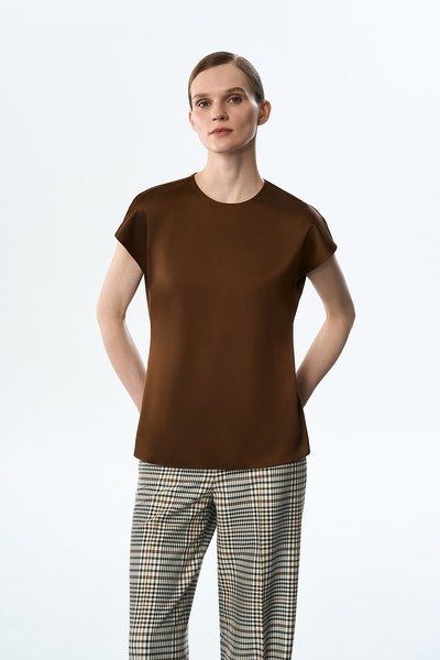 Блузка коричневая VASSA&Co, пол женский, цвет коричневый