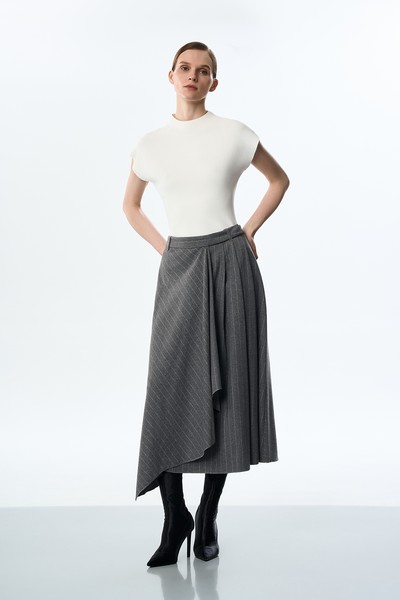 Юбка длинная в полоску VASSA CODE, пол женский, цвет серый