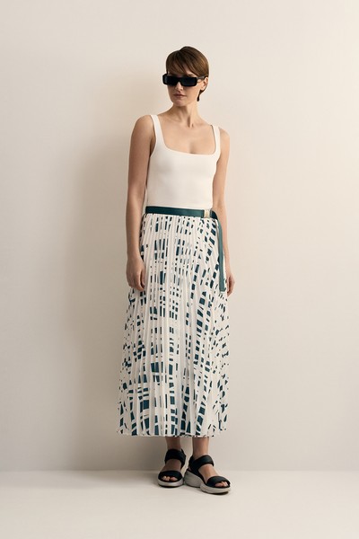 Юбка с принтом VASSA CODE, пол female, цвет голубой