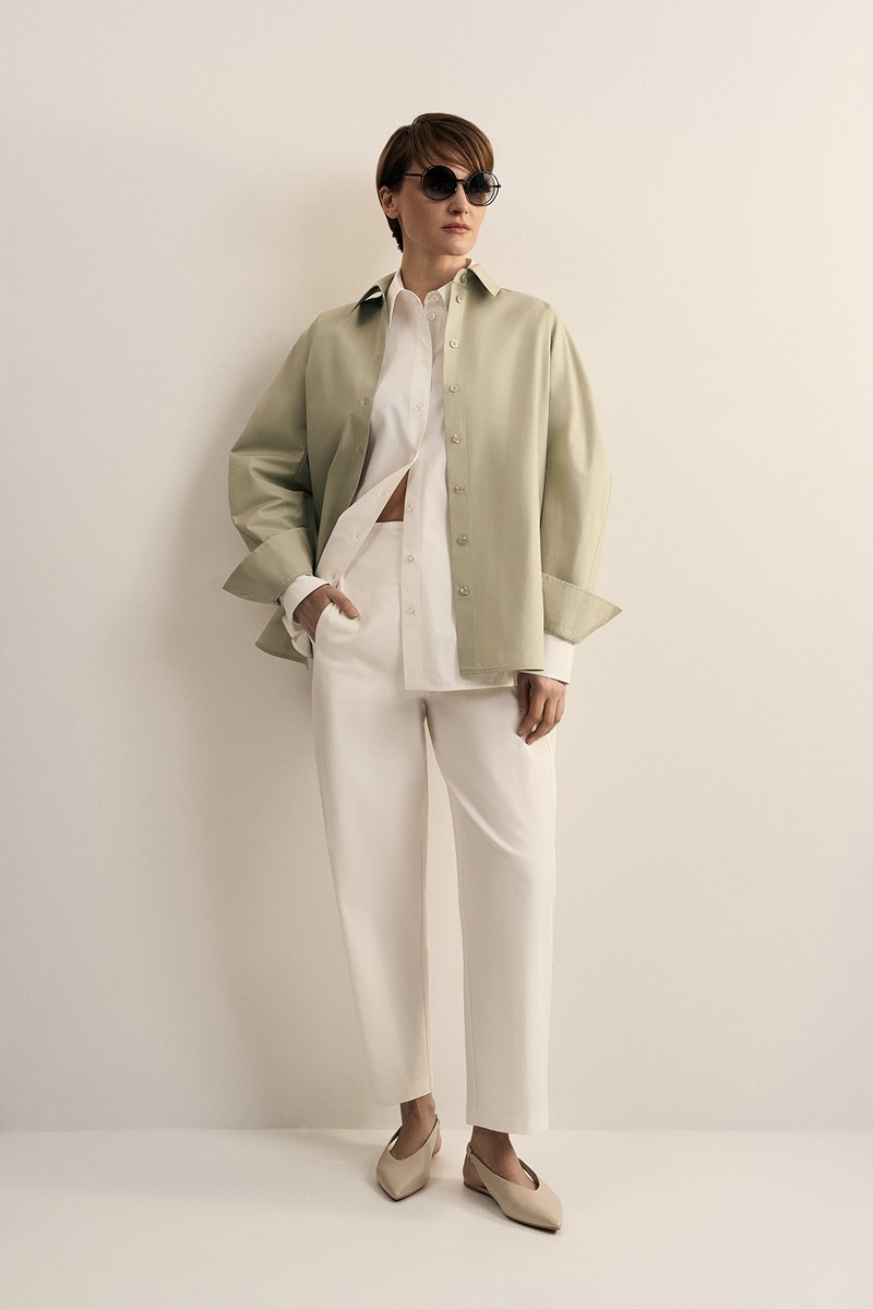 Рубашка светло-зеленого цвета VASSA CODE, пол female, цвет зеленый