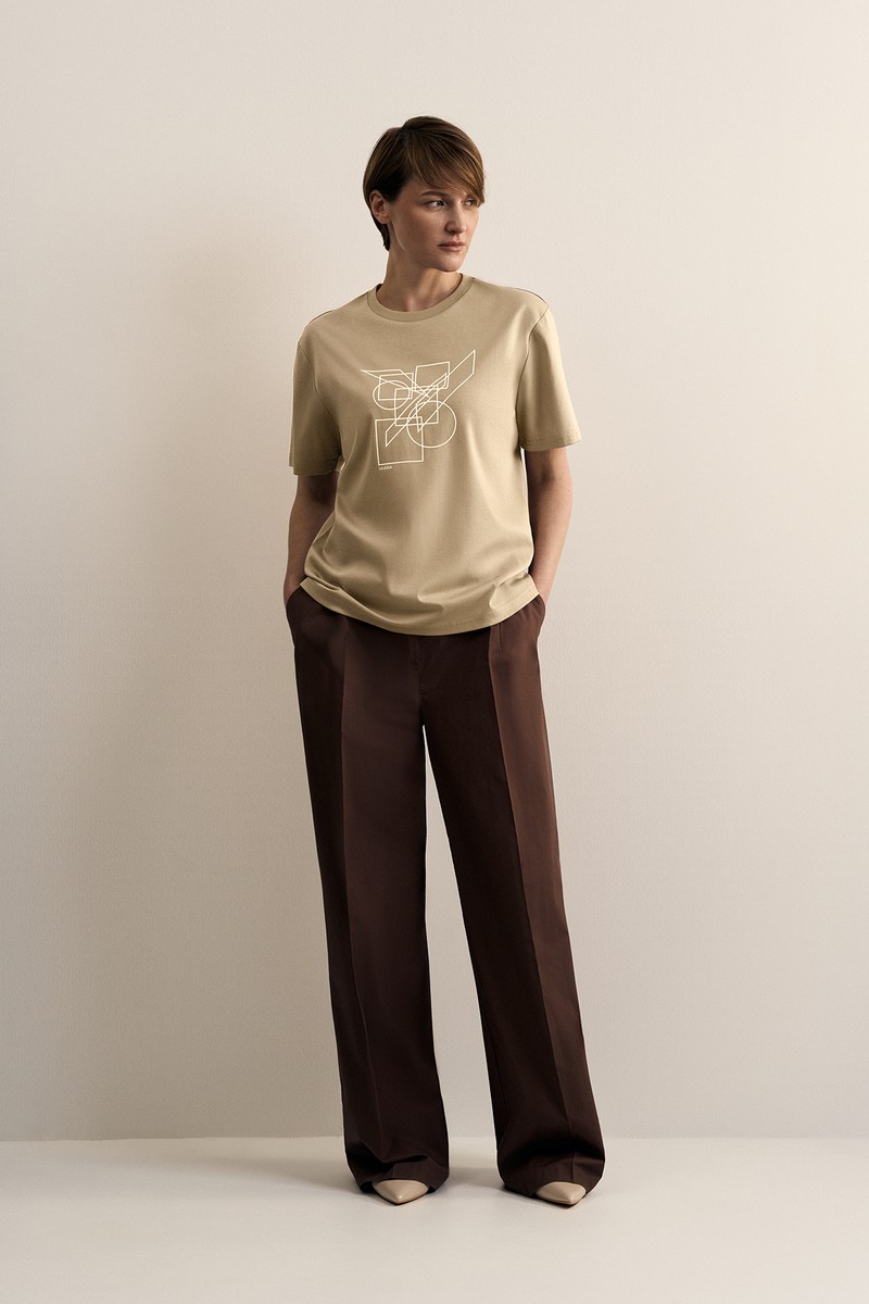 Футболка с принтом VASSA CODE, пол female, цвет brown