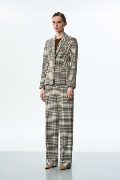 Жакет коричневый в клетку VASSA&Co, пол женский, цвет коричневый