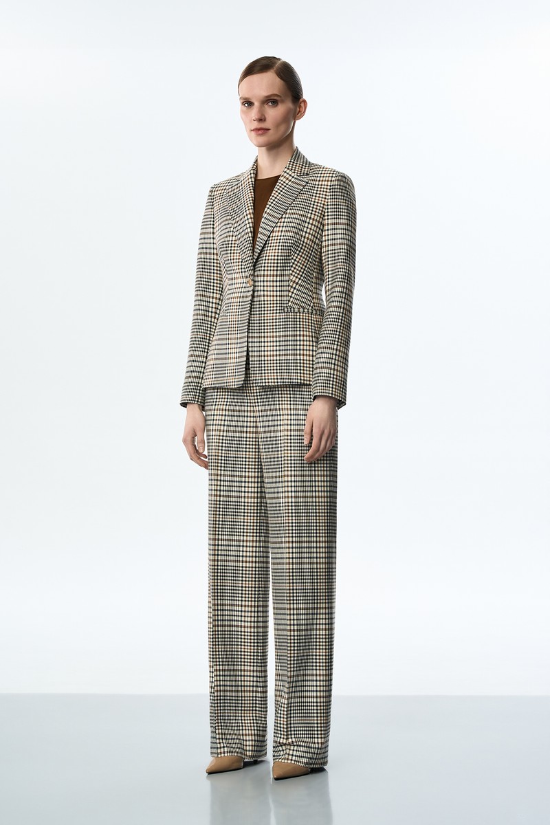 Жакет коричневый в клетку VASSA&Co, пол женский, цвет коричневый