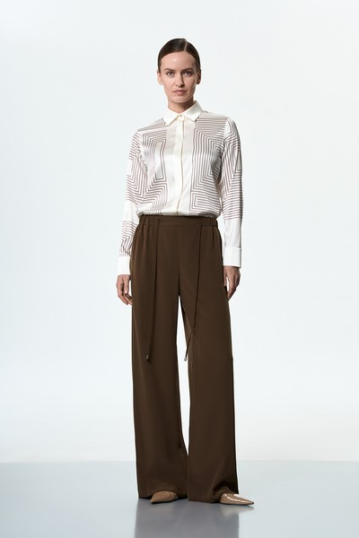 Брюки широкие коричневые VASSA&Co, пол женский, цвет коричневый