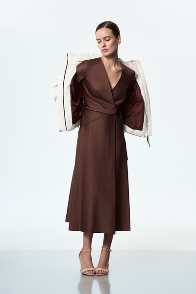 Платье хлопковое VASSA&Co, пол женский, цвет коричневый