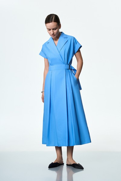 Платье с запахом VASSA&Co, пол женский, цвет синий