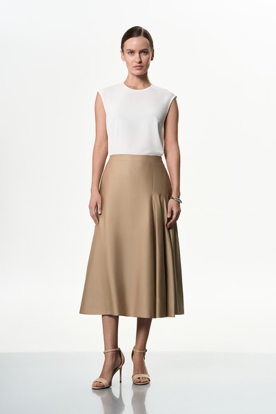 Юбка-миди бежевая VASSA&Co, пол женский, цвет бежевый
