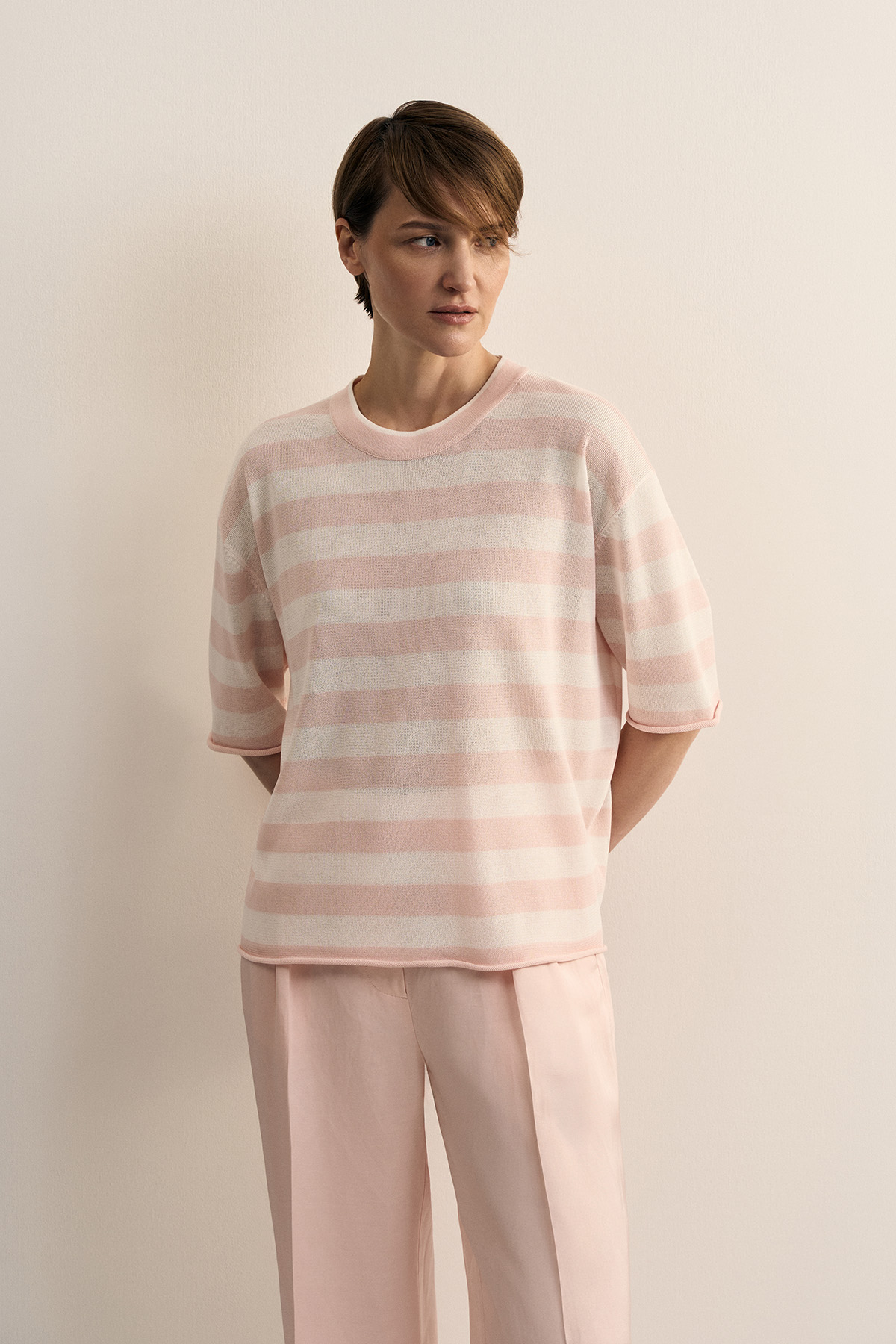 Джемпер из вискозы и шёлка VASSA CODE, пол женский, цвет сиреневый