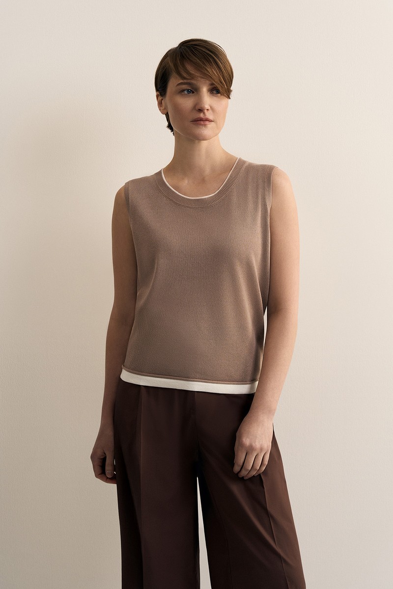 Топ из вискозы и шёлка VASSA CODE, пол female, цвет brown