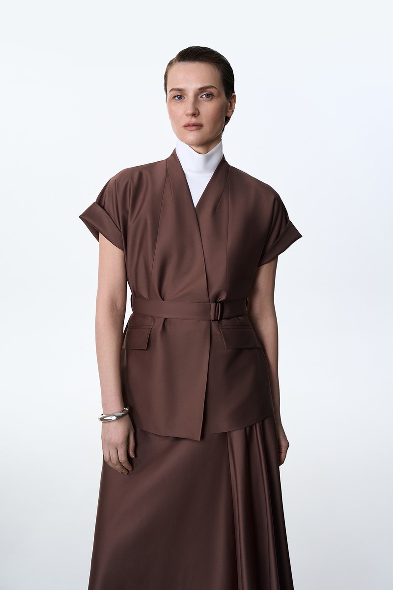 Жакет коричневый VASSA&Co, пол женский, цвет коричневый