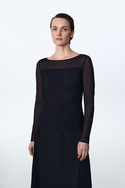 Блузка из сетчатой ткани VASSA&Co, пол female, цвет black