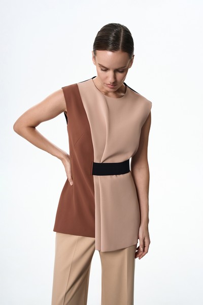 Жилет асимметричный VASSA&Co, пол female, цвет brown