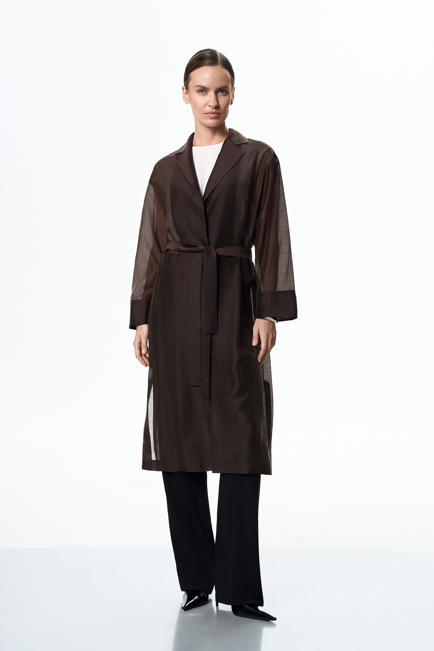 Блузка полупрозрачная VASSA&Co, пол female, цвет brown