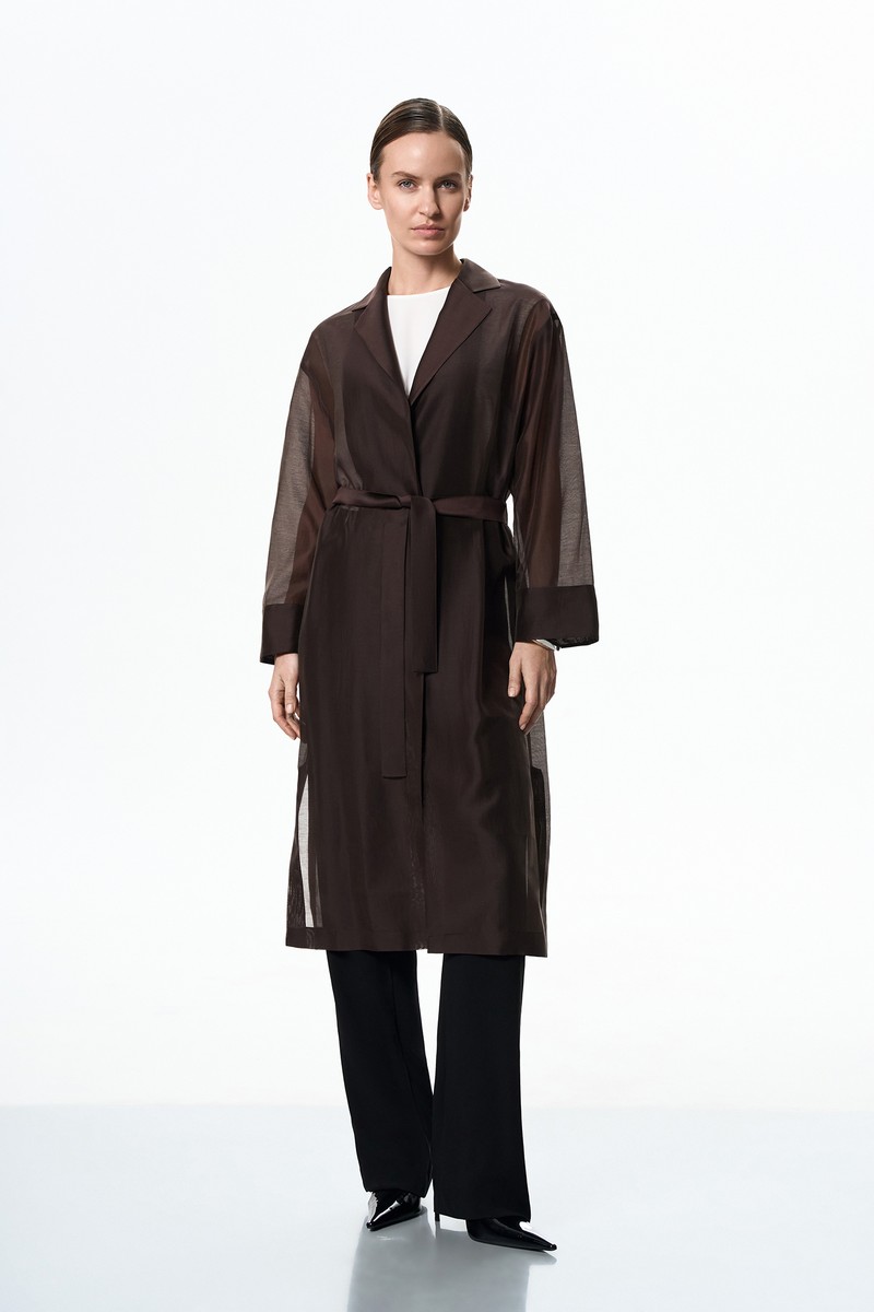Блузка полупрозрачная VASSA&Co, пол female, цвет brown