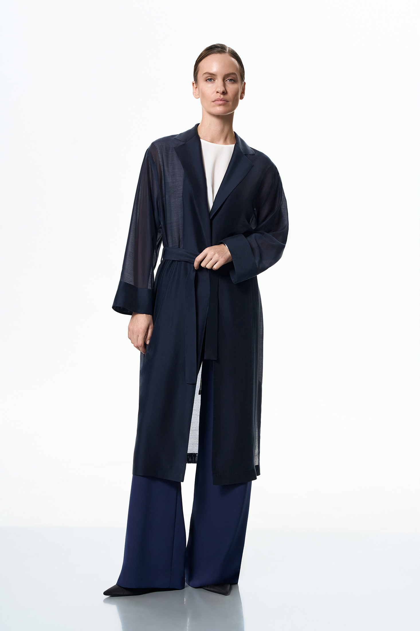 Блузка полупрозрачная VASSA&Co, пол female, цвет синий