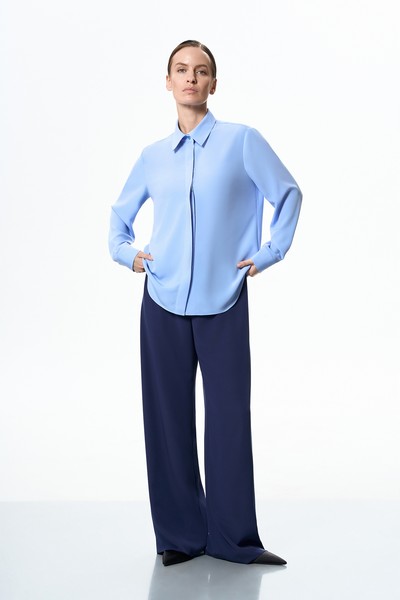 Блузка голубая VASSA&Co, пол female, цвет синий