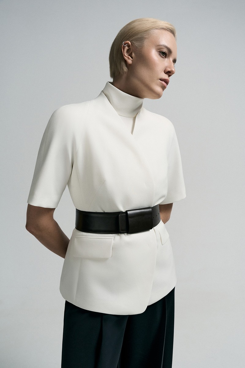 Жакет с коротким рукавом VASSA&Co, пол female, цвет white
