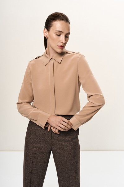 Блузка бежевая VASSA&Co, пол женский, цвет бежевый