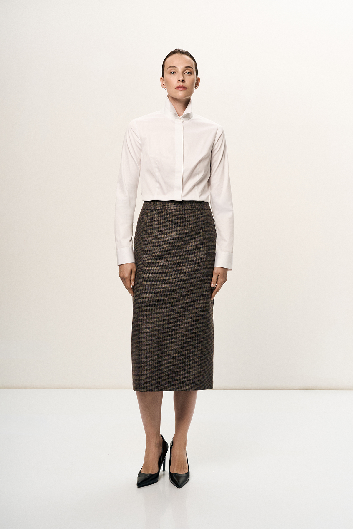 Юбка-карандаш коричневая VASSA&Co, пол female, цвет brown