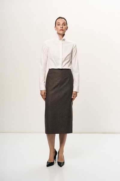 Юбка-карандаш коричневая VASSA&Co, пол female, цвет brown