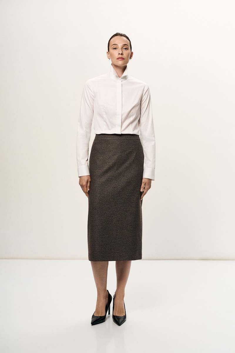 Юбка-карандаш коричневая VASSA&Co, пол female, цвет brown