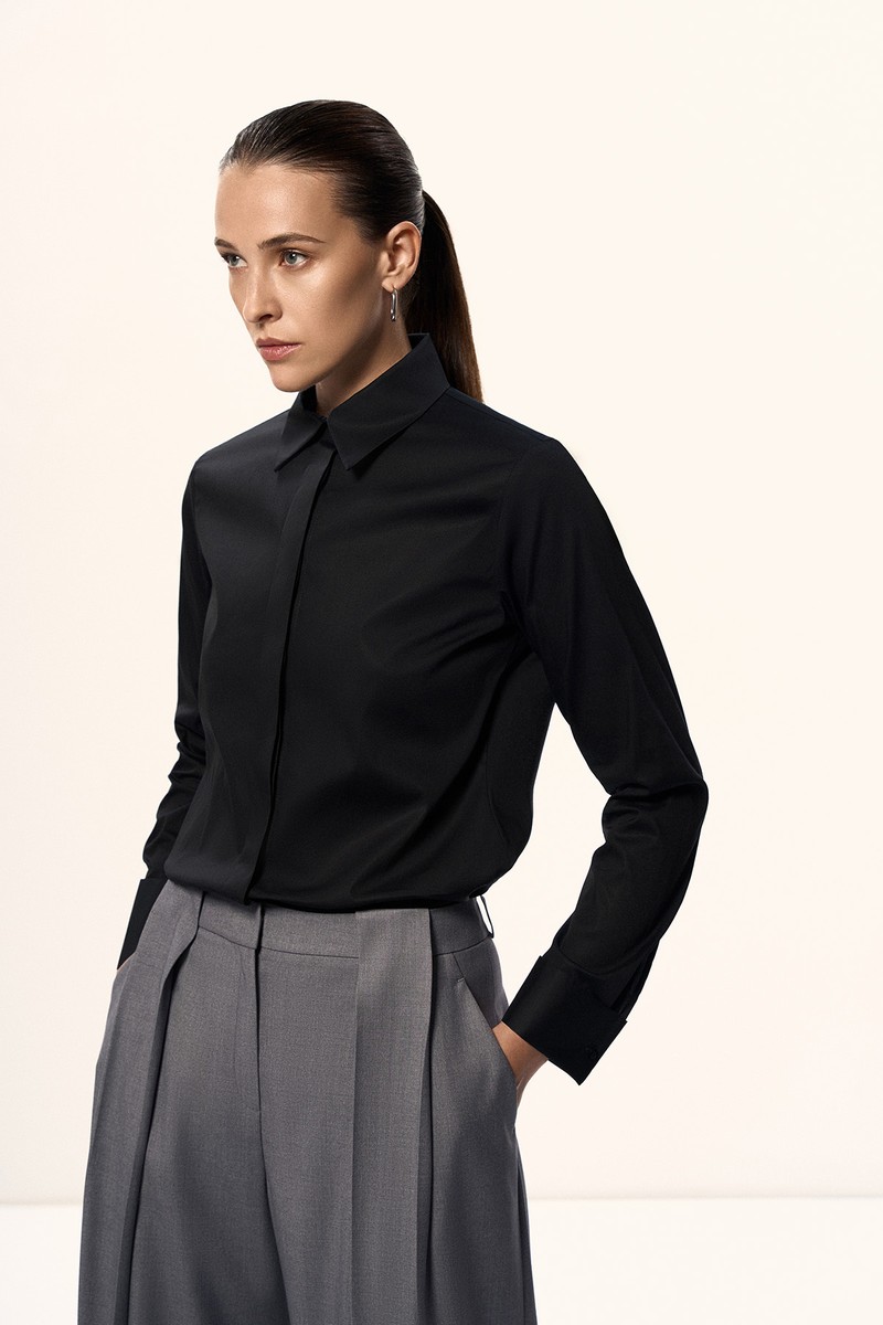 Рубашка черная VASSA&Co, пол female, цвет black