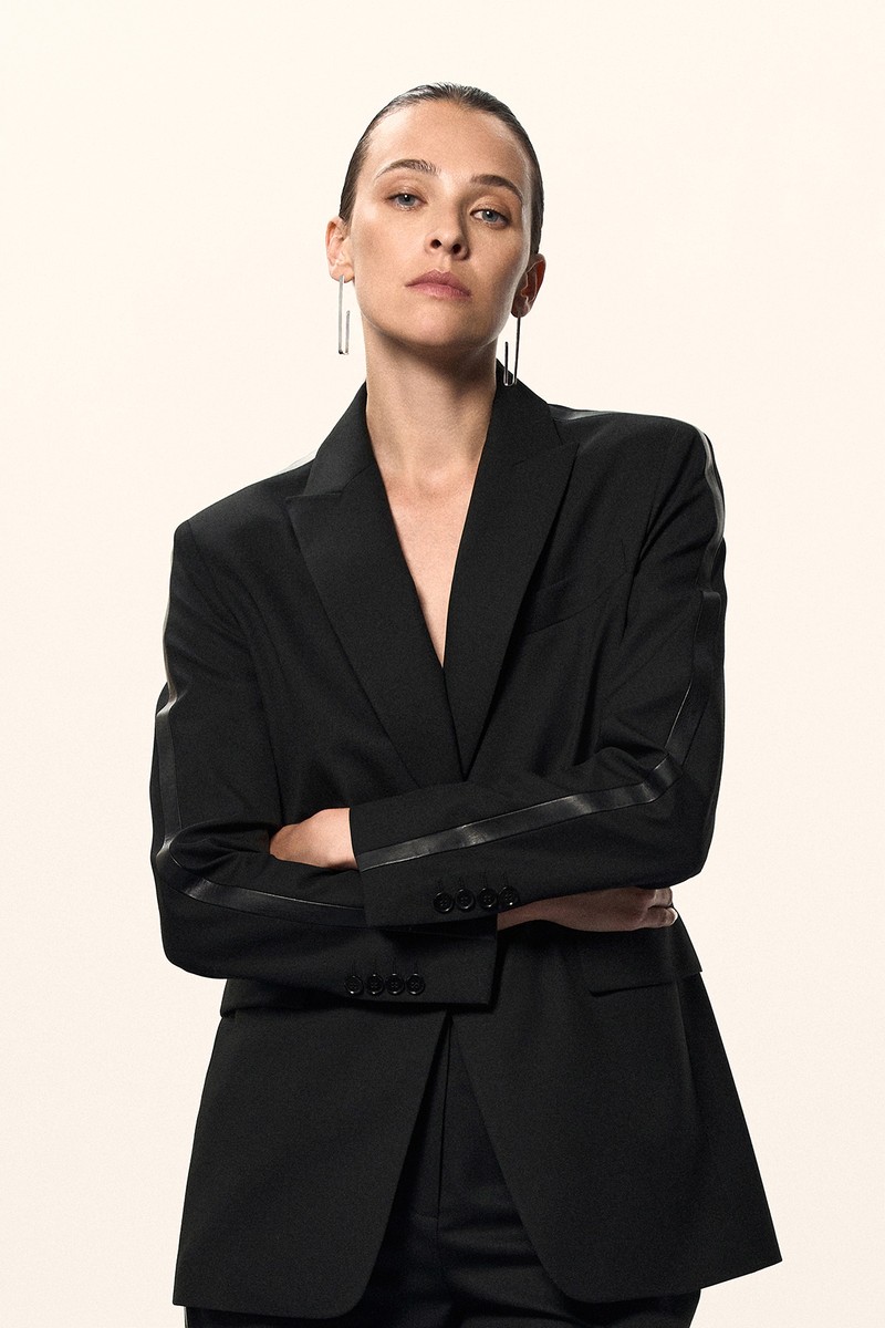 Жакет с отделкой из экокожи VASSA&Co, пол female, цвет black