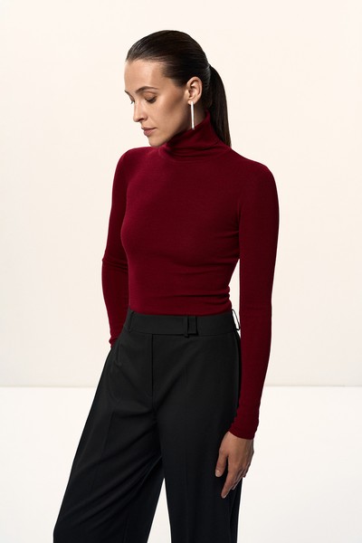 Водолазка из шерсти и шелка VASSA CODE, пол female, цвет red