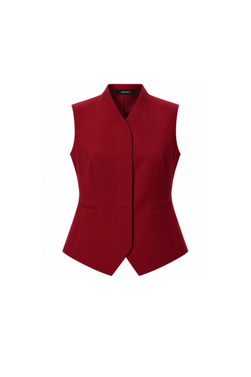 Жилет бордовый приталенный VASSA&Co, пол female, цвет red