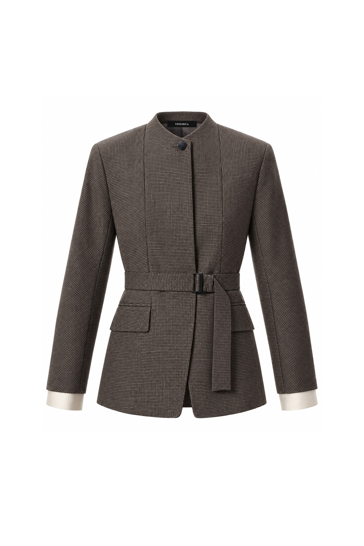 Жакет с контрастными манжетами VASSA&Co, пол female, цвет brown