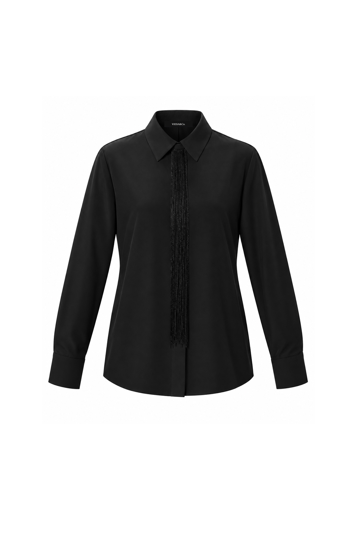 Блузка с декоративной бахромой VASSA&Co, пол female, цвет black